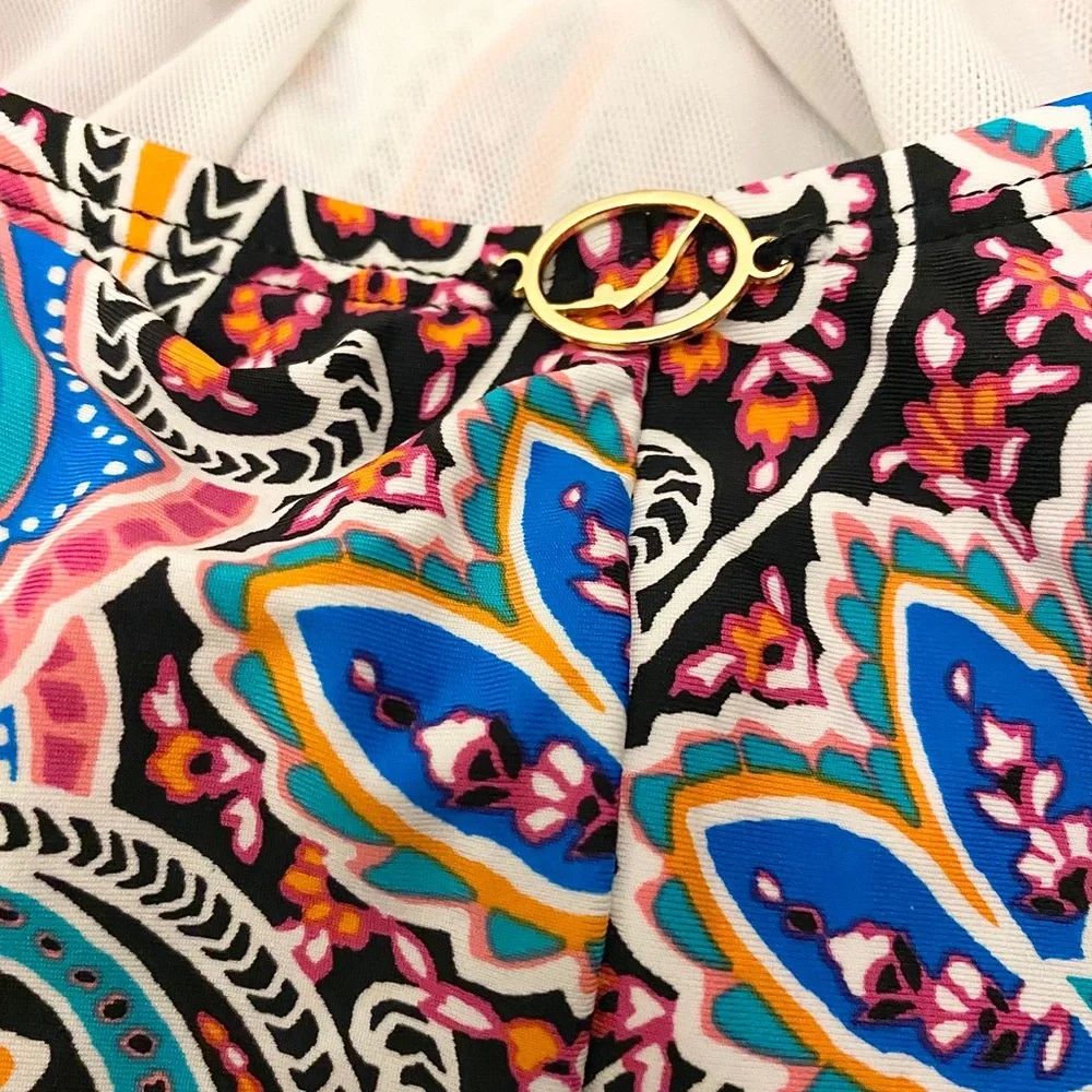 Jantzen Paisley Halter Plunge One Piece Swimsuit